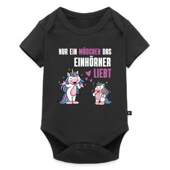 Fantasy Tierliebhaber Mädchen Geschenk Einhorn - Baby Premium Kurzarmbody - Schwarz - Vorne