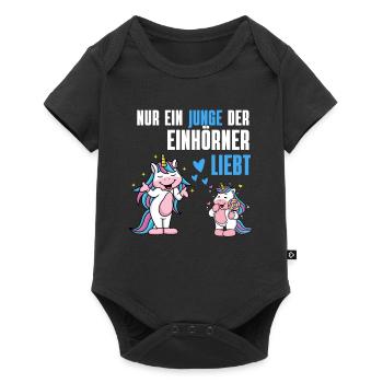 Fantasy Tierliebhaber Jungen Geschenk Einhorn - Baby Premium Kurzarmbody - Schwarz - Vorne
