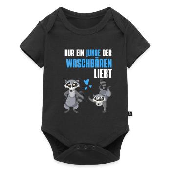 Tierliebhaber Trash Panda Jungs Geschenk Waschbär - Baby Premium Kurzarmbody - Schwarz - Vorne