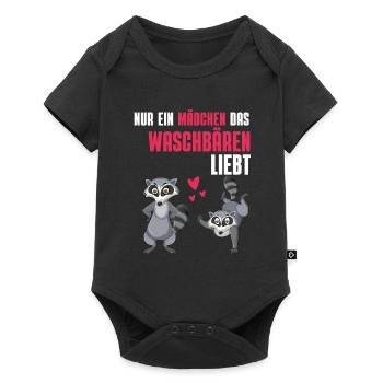 Wald Tier Trash Panda Mädchen Geschenk Waschbär - Baby Premium Kurzarmbody - Schwarz - Vorne