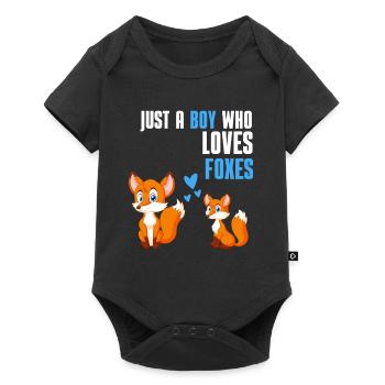 Waldbewohner Tierliebhaber Jungen Geschenk Fuchs - Baby Premium Kurzarmbody - Schwarz - Vorne