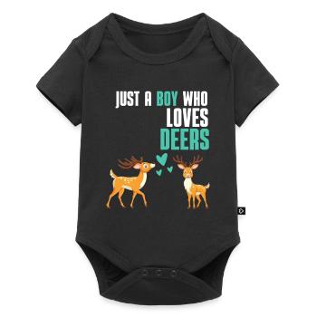 Waldbewohner Wald Tier Jungen Geschenk Hirsch - Baby Premium Kurzarmbody - Schwarz - Vorne