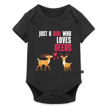 Waldbewohner Wald Tier Mädchen Geschenk Hirsch - Baby Premium Kurzarmbody - Schwarz - Vorne