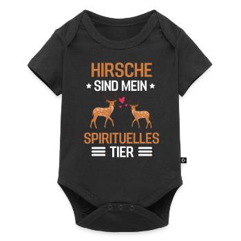 Tierliebhaber Waldbewohner Geschenk Wald Hirsch - Baby Premium Kurzarmbody - Schwarz - Vorne