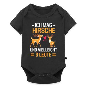 Rotwild Wald Tierliebhaber Geschenk Hirsch - Baby Premium Kurzarmbody - Schwarz - Vorne