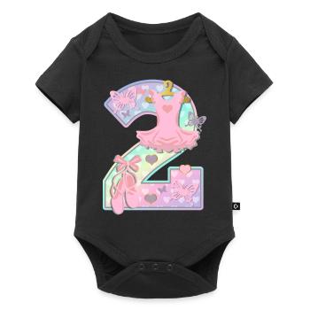 Ballerine 2ème fête d’anniversaire numéro 2 - 2 ans - Body à manches courtes Premium Bébé - noir - Devant