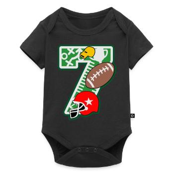 Fußball 7. Geburtstagsparty Nummer 7 - 7 Jahre - Baby Premium Kurzarmbody - Schwarz - Vorne