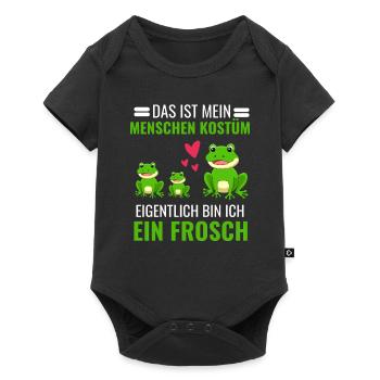 Amphibien Tropisches Tier Kröten Kostüm Frosch - Baby Premium Kurzarmbody - Schwarz - Vorne
