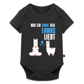 Tierliebhaber Lama Jungs Geschenk Alpaka - Baby Premium Kurzarmbody - Schwarz - Vorne