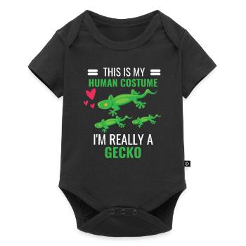 Echsen Kostüm Party Reptilien Geschenk Gecko - Baby Premium Kurzarmbody - Schwarz - Vorne