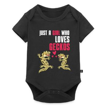 Tier Reptilien Echsen Mädchen Geschenk Gecko - Baby Premium Kurzarmbody - Schwarz - Vorne