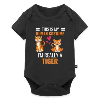 Tiger Costume Asia Zoo Animal Gift Tiger - Baby Premium short-sleeve bodysuit - black - Front