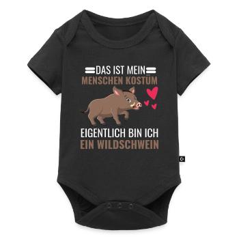 Tierfreund Wald Tier Kostüm Geschenk Wildschwein - Baby Premium Kurzarmbody - Schwarz - Vorne