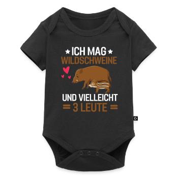 Tierliebhaber Wald Wildtier Geschenk Wildschwein - Baby Premium Kurzarmbody - Schwarz - Vorne