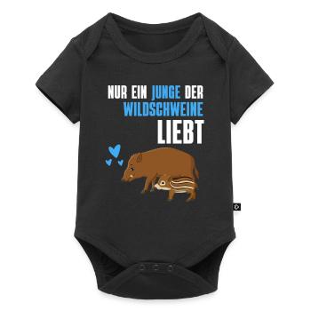 Nur ein Junge der Wildschweine liebt Wildschwein - Baby Premium Kurzarmbody - Schwarz - Vorne