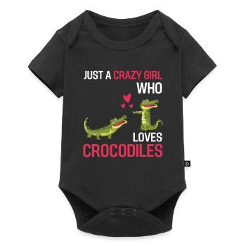 Alligator Mädchen Zoo Raubtier Geschenk Krokodil - Baby Premium Kurzarmbody - Schwarz - Vorne