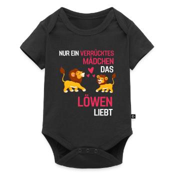 Löwen Mädchen Geschenk Afrika Safari Tier Löwe - Baby Premium Kurzarmbody - Schwarz - Vorne