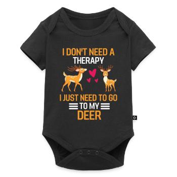 Hirsch Therapie Waldbewohner Geschenk Wald Hirsch - Baby Premium Kurzarmbody - Schwarz - Vorne