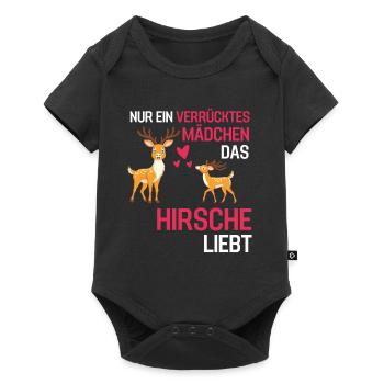 Hirsch Mädchen Wald Tier Rotwild Geschenk Hirsch - Baby Premium Kurzarmbody - Schwarz - Vorne
