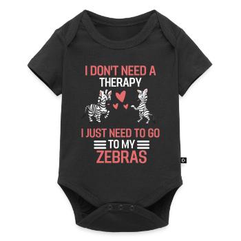 Tierliebhaber Afrika Tier Therapie Geschenk Zebra - Baby Premium Kurzarmbody - Schwarz - Vorne
