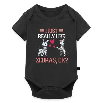 Afrika Zoo Tierliebaber Geschenk Lustiges Zebra - Baby Premium Kurzarmbody - Schwarz - Vorne