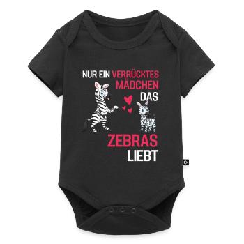 Zebra Mädchen Afrika Tier Geschenk Zebra - Baby Premium Kurzarmbody - Schwarz - Vorne