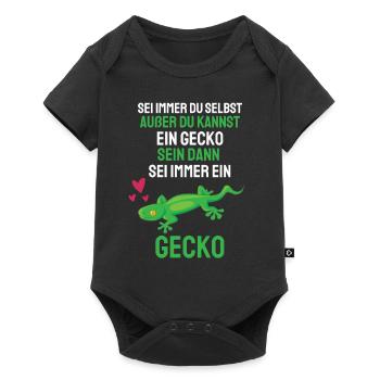 Tierliebhaber Exotische Echse Geschenk Gecko - Baby Premium Kurzarmbody - Schwarz - Vorne