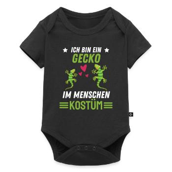 Echsen Kostüm Party Tier Geschenk Lustiges Gecko - Baby Premium Kurzarmbody - Schwarz - Vorne