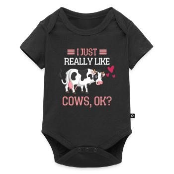 Farm Animal Farmer Gift Funny Cow - Baby Premium short-sleeve bodysuit - black - Front