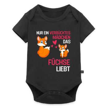 Fuchs Mädchen Wald Tier Tierfreund Geschenk Fuchs - Baby Premium Kurzarmbody - Schwarz - Vorne