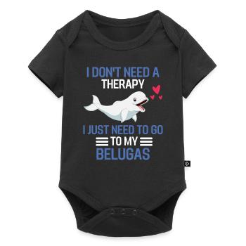 Wal Therapie Meerestier Lustiges Geschenk Beluga - Baby Premium Kurzarmbody - Schwarz - Vorne