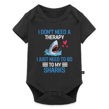Shark Therapy Predator Gift Funny Shark - Baby Premium short-sleeve bodysuit - black - Front