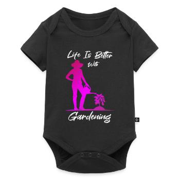 Life With Gardening Ironic Saying Hobby Gardener - Baby Premium short-sleeve bodysuit - black - Front