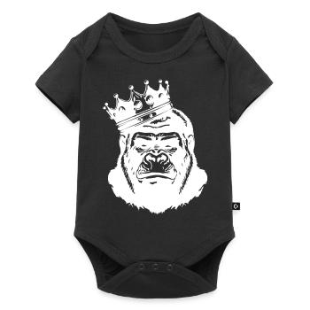 Roi Tête de Couronne de gorille - Body à manches courtes Premium Bébé - noir - Devant