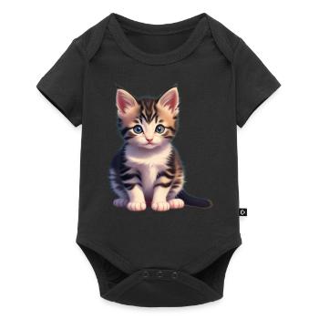 Katze - Baby Premium Kurzarmbody - Schwarz - Vorne