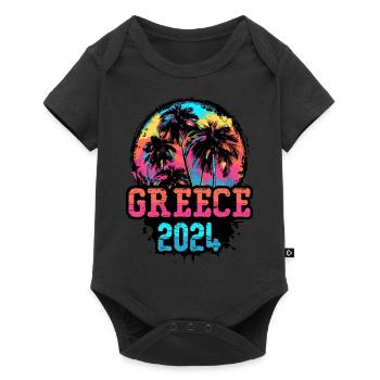 Grèce 2024 Équipe Palmiers Multicolores - Body à manches courtes Premium Bébé - noir - Devant