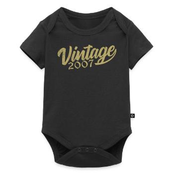 2007 Jahrgang 2007 Retro 2007 Geburtstagsgeschenk - Baby Premium Kurzarmbody - Schwarz - Vorne