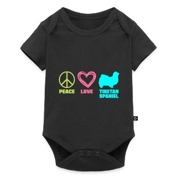 Épagneul tibétain Maman Paix Amour Dictons Drôles - Body à manches courtes Premium Bébé - noir - Devant