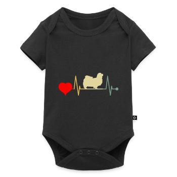 Épagneul Tibétain Chien Heartbeat Vintage - Body à manches courtes Premium Bébé - noir - Devant