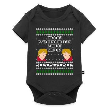 Ugly Sweater Christmas Weihnachten Merkel Geschenk - Baby Premium Kurzarmbody - Schwarz - Vorne
