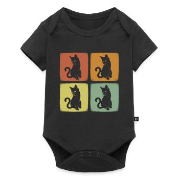 Chat rétro Drôle Animal Vintage Pet - Body à manches courtes Premium Bébé - noir - Devant