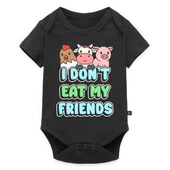 Friends Chicken Cow Pig Design for Vegans - Baby Premium short-sleeve bodysuit - black - Front