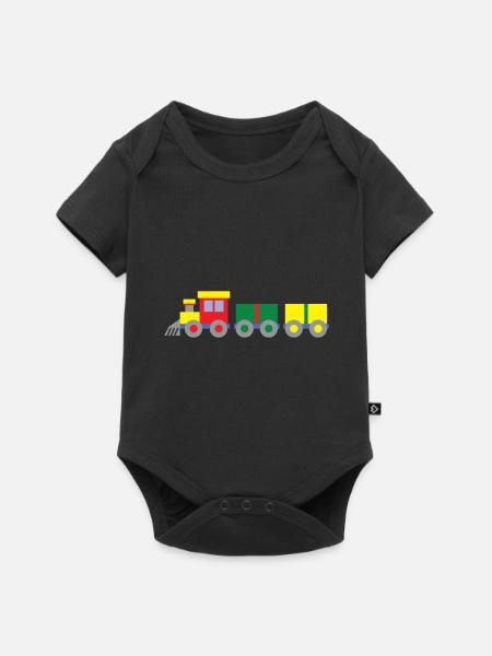 Bunter Spielzeug Zug - Baby Premium Kurzarmbody - Schwarz
