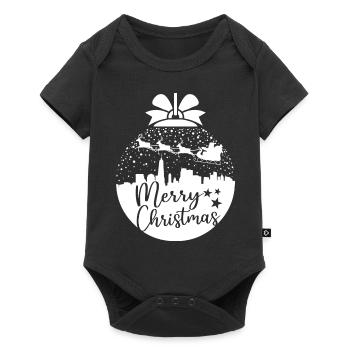 Weihnachten Schneeball Santa Sleigh Frohe Weihnachten Geschenk - Baby Premium Kurzarmbody - Schwarz - Vorne