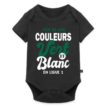 Les Verts fiers des couleurs footfball st étienne - Body à manches courtes Premium Bébé - noir - Devant