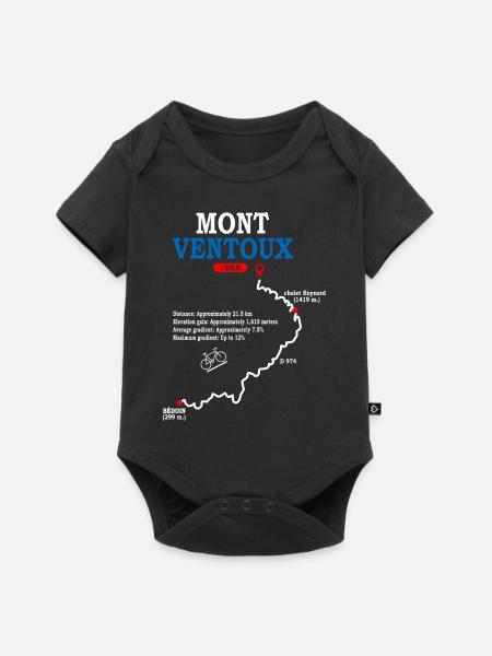 Vélo Mont Ventoux carte itinéraire Ventoux Bédoin - Body à manches courtes Premium Bébé - noir