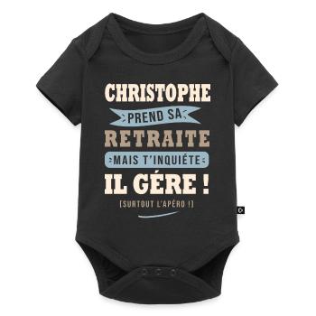Christophe humour retraite cadeau retraité - Body à manches courtes Premium Bébé - noir - Devant