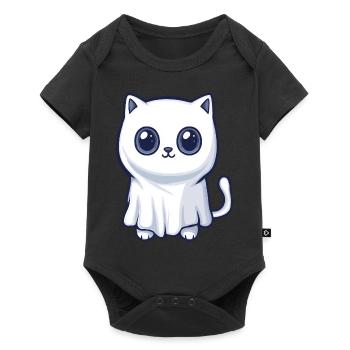 Chat Halloween Bande Dessinée Fantôme - Body à manches courtes Premium Bébé - noir - Devant