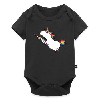 Licorne Immunicorn avec seringue arc-en-ciel - Body à manches courtes Premium Bébé - noir - Devant