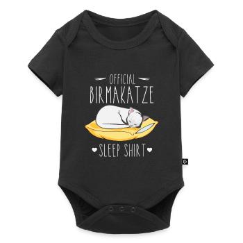 Schlafshirt: Schlafende Birma Katze - Baby Premium Kurzarmbody - Schwarz - Vorne